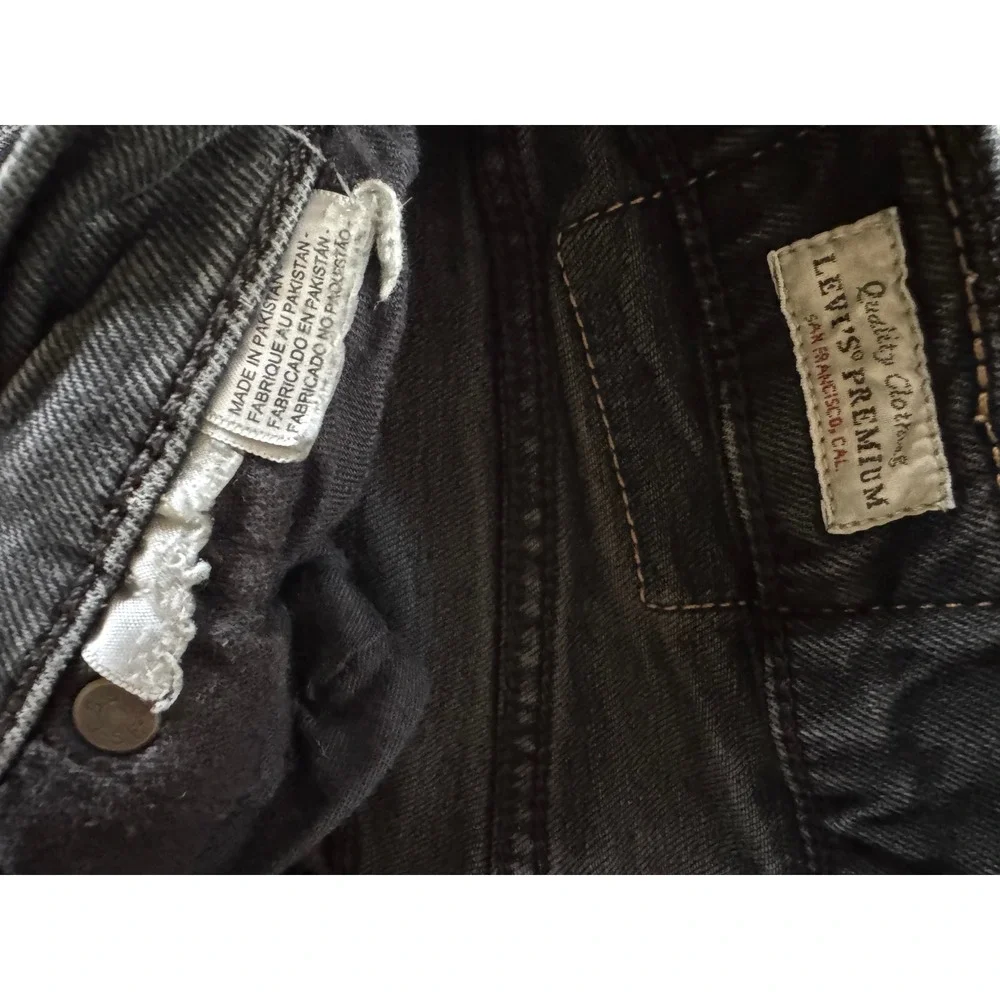 Levis Premium Jeans Faded Black Denim Five Pocket Pants Mens Size 26x10 Rise
